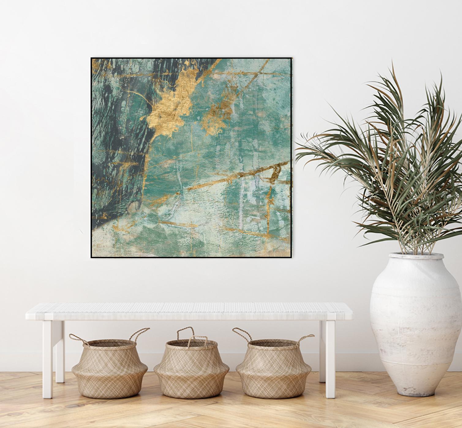 Teal Lace I by Jennifer Goldberger on GIANT ART - green abstract