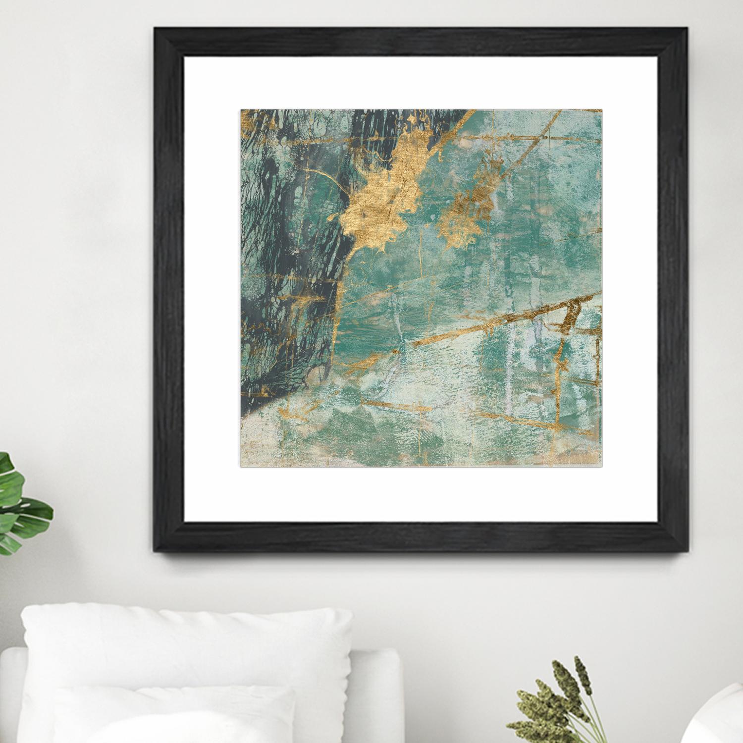 Teal Lace I by Jennifer Goldberger on GIANT ART - green abstract
