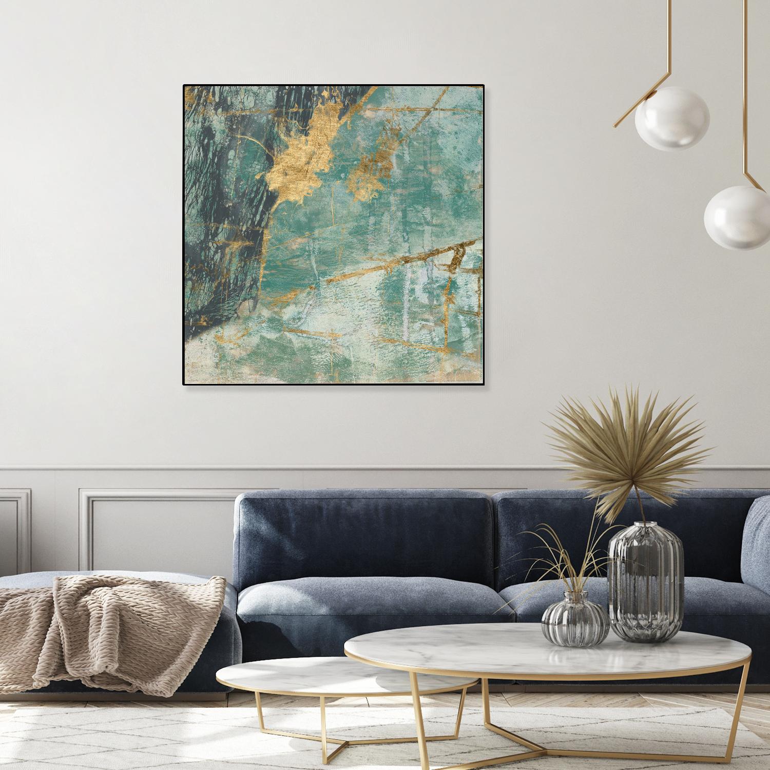 Teal Lace I by Jennifer Goldberger on GIANT ART - green abstract