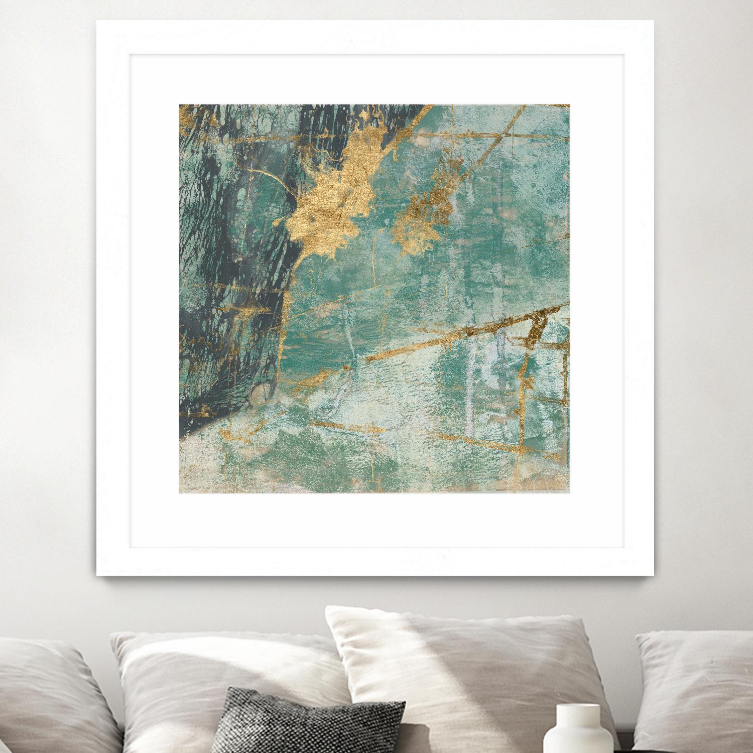 Teal Lace I by Jennifer Goldberger on GIANT ART - green abstract
