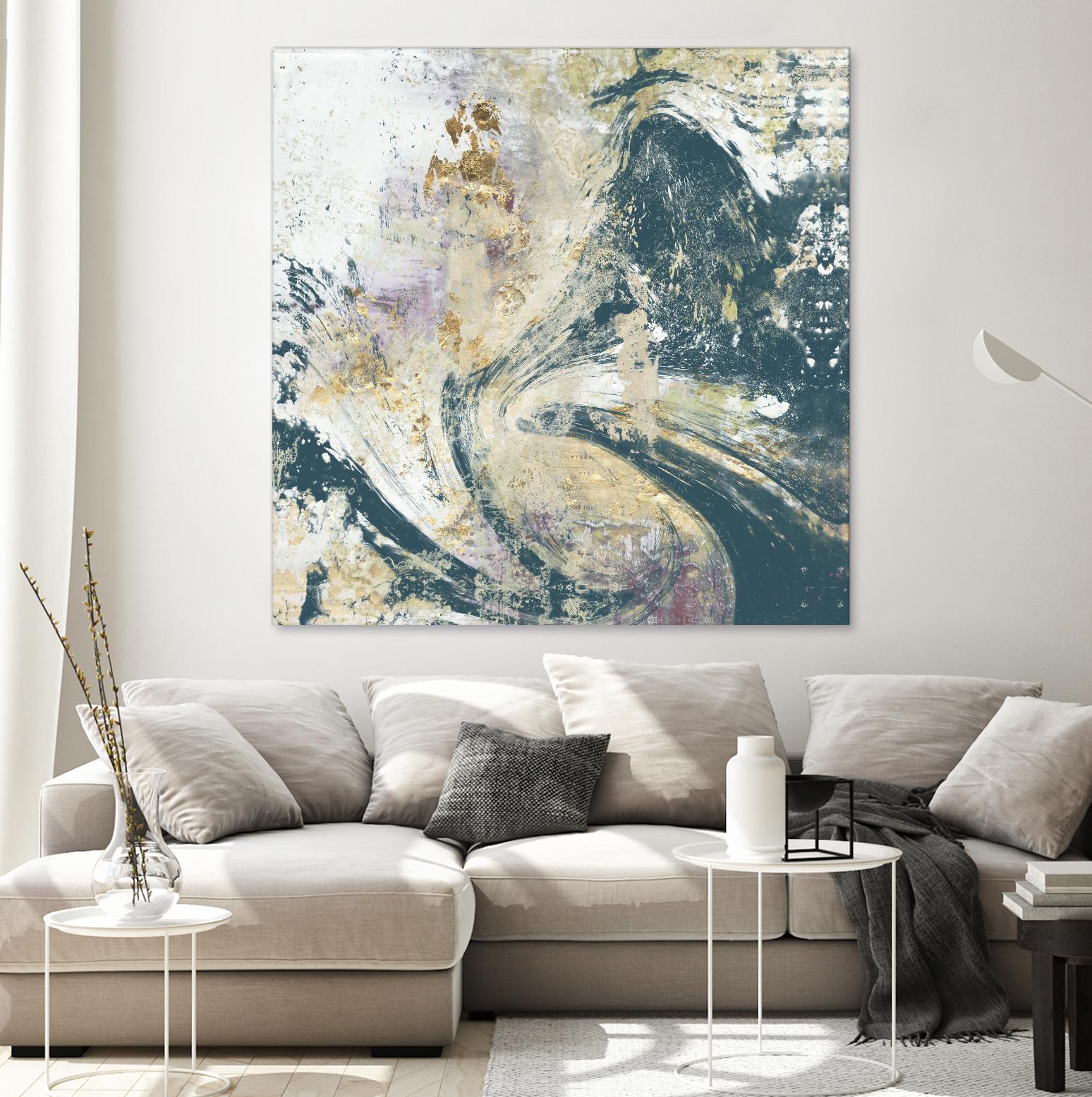 Teal Aerial by Jennifer Goldberger on GIANT ART - blue abstract