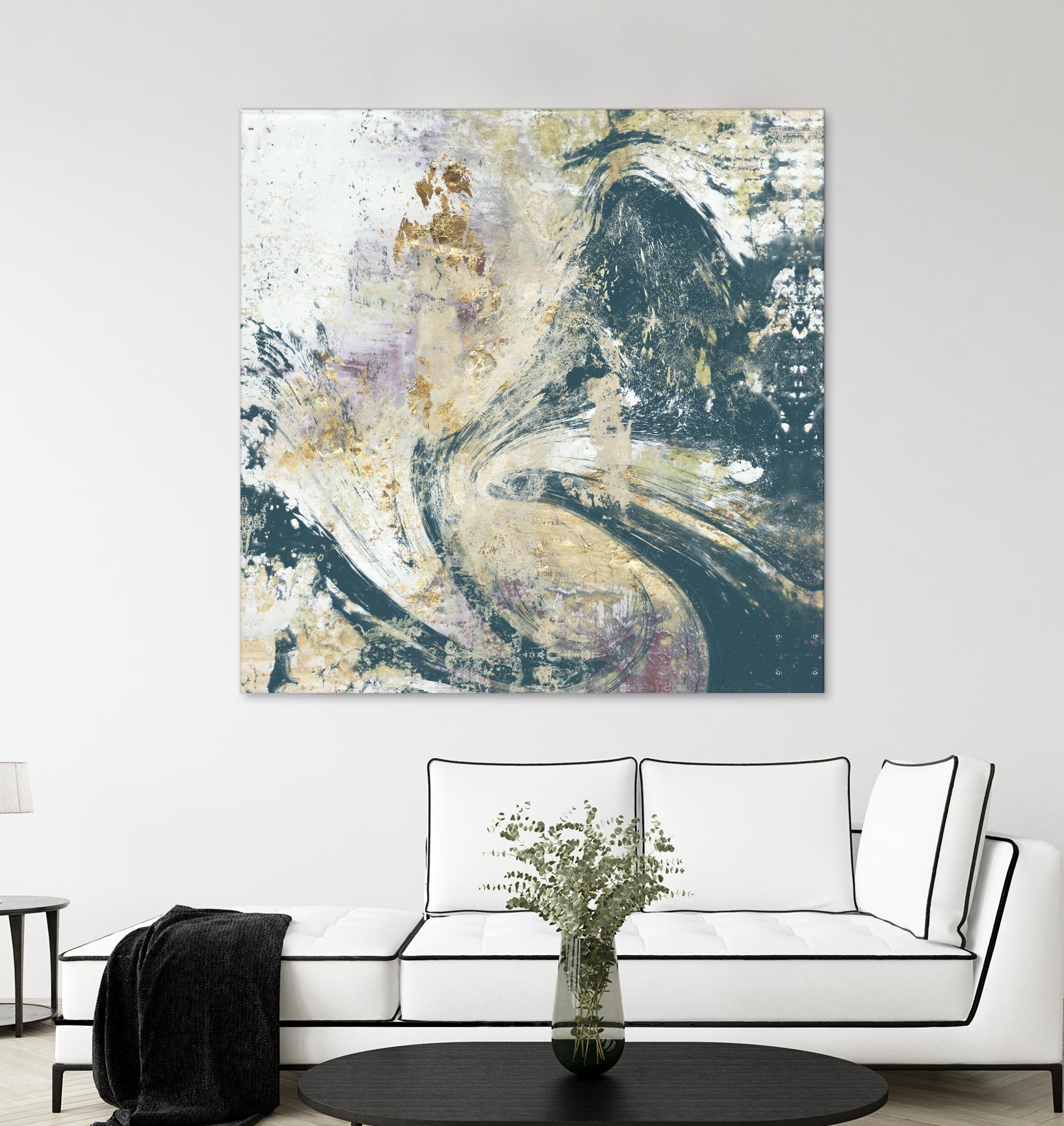 Teal Aerial by Jennifer Goldberger on GIANT ART - blue abstract