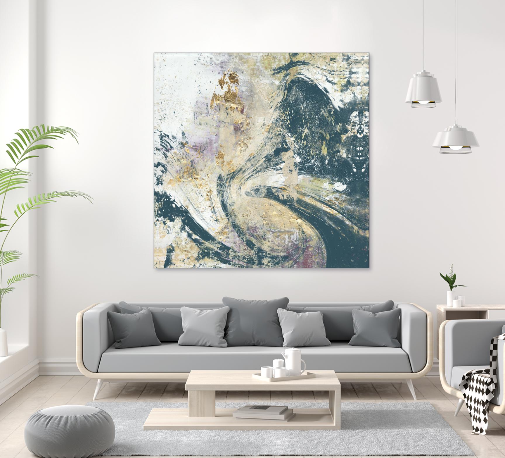 Teal Aerial by Jennifer Goldberger on GIANT ART - blue abstract