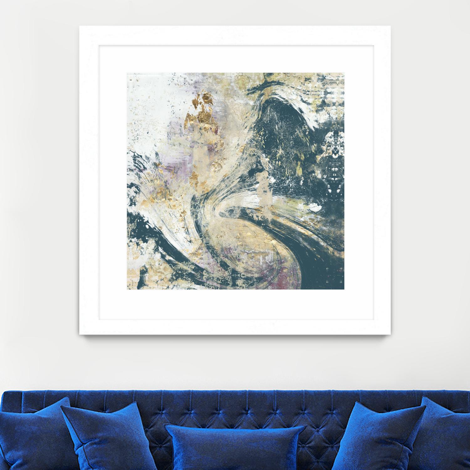 Teal Aerial by Jennifer Goldberger on GIANT ART - blue abstract