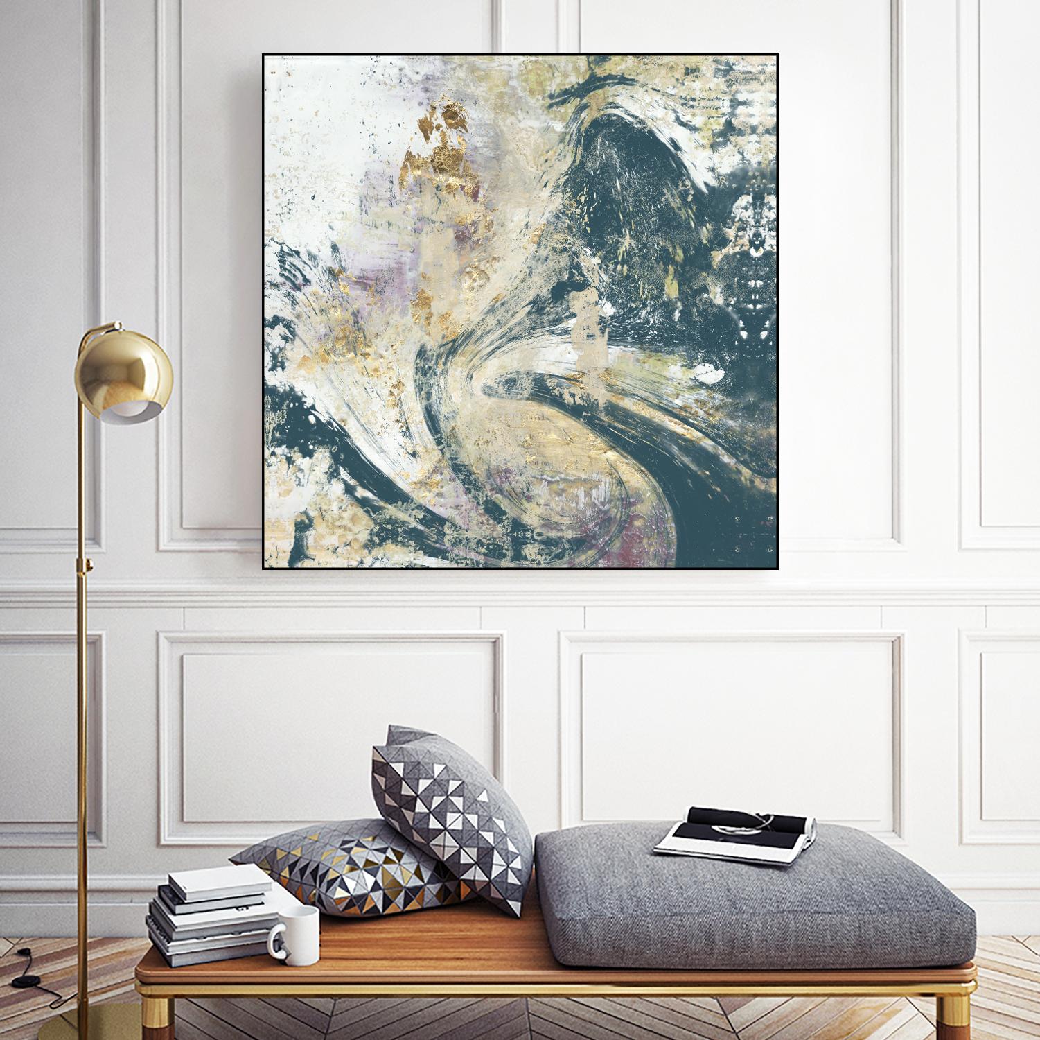 Teal Aerial by Jennifer Goldberger on GIANT ART - blue abstract