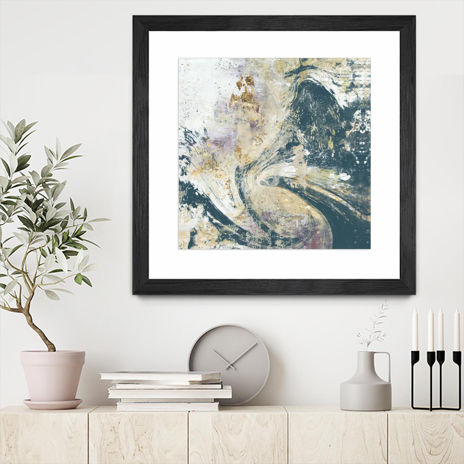 Teal Aerial by Jennifer Goldberger on GIANT ART - blue abstract