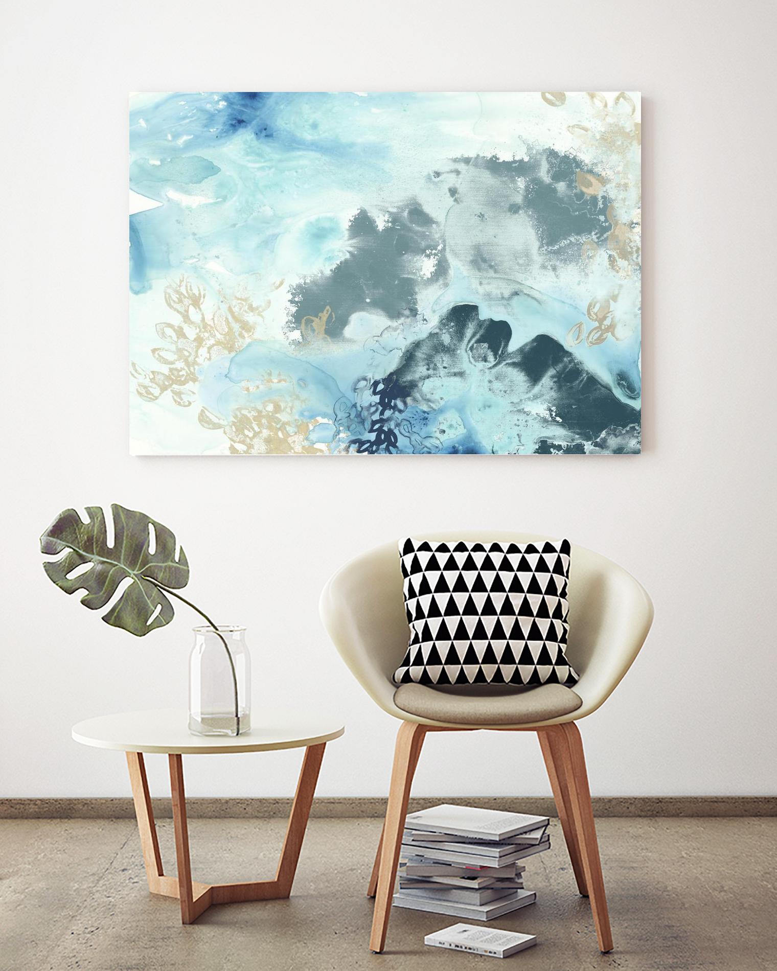 Aqua Wave Form I by June Erica Vess on GIANT ART - blue abstract