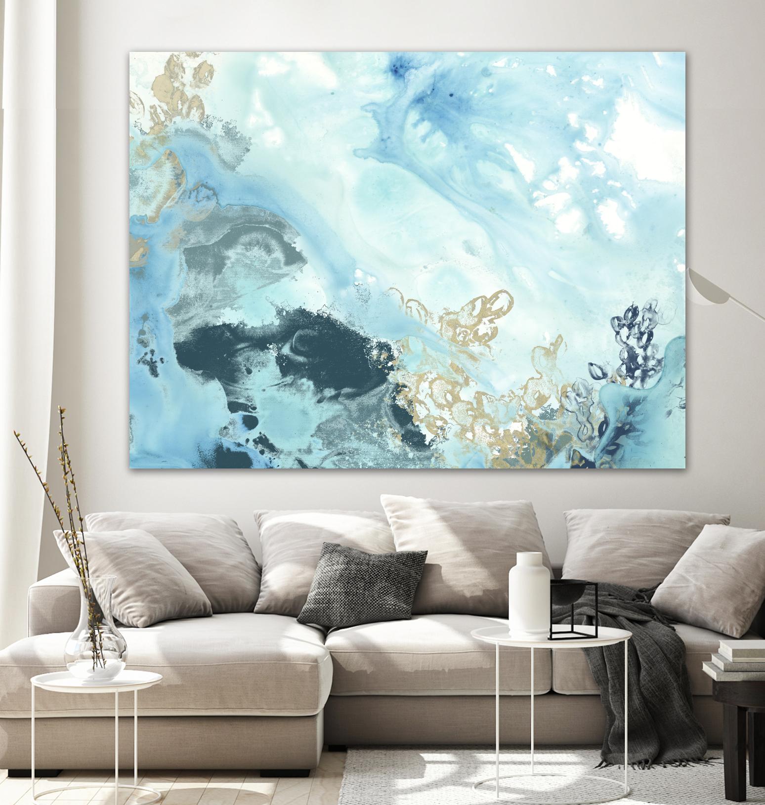 Aqua Wave Form II by June Erica Vess on GIANT ART - blue abstract