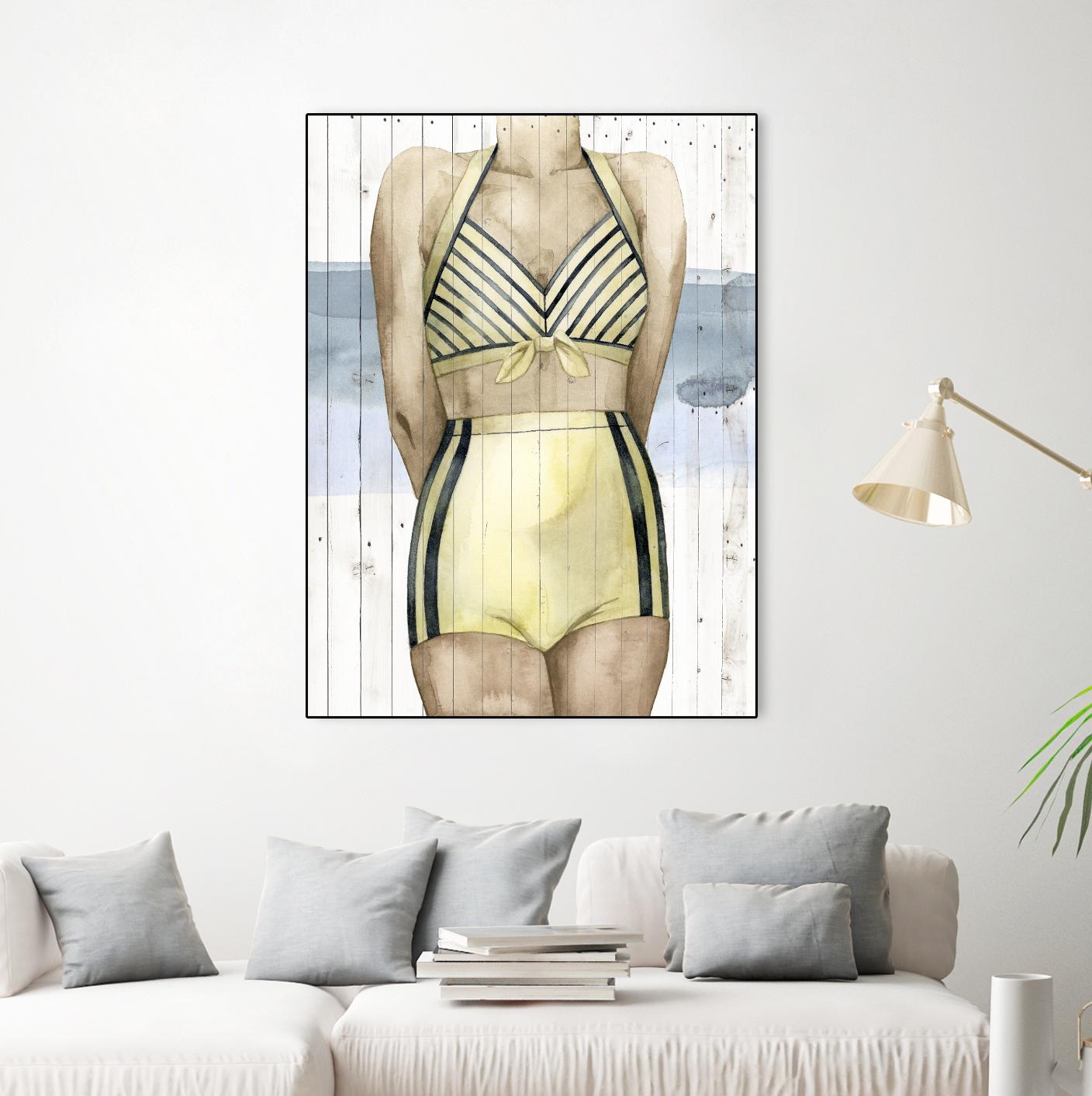Bygone Bathers III by Grace Popp on GIANT ART - yellow fashion