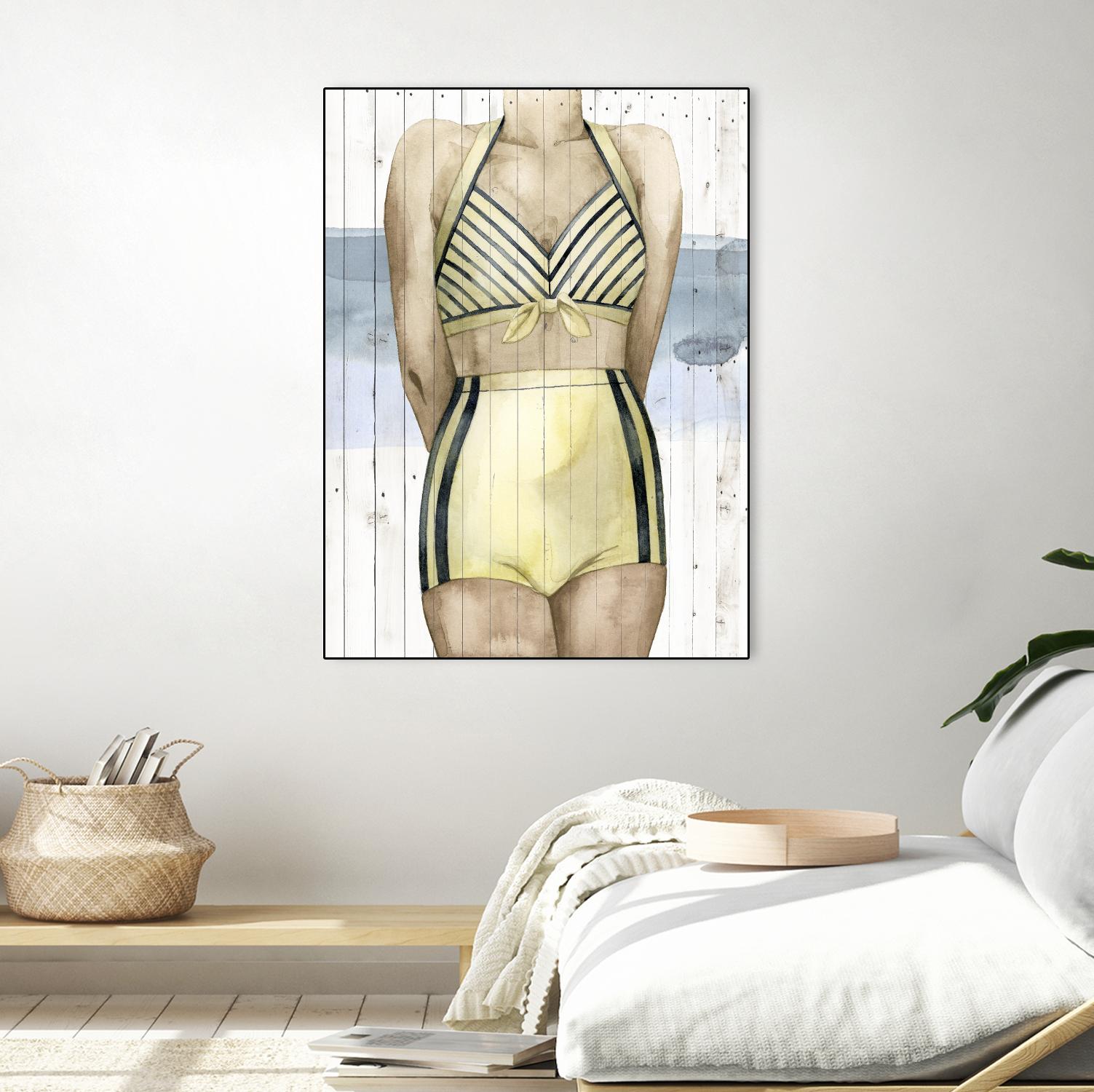 Bygone Bathers III by Grace Popp on GIANT ART - yellow fashion