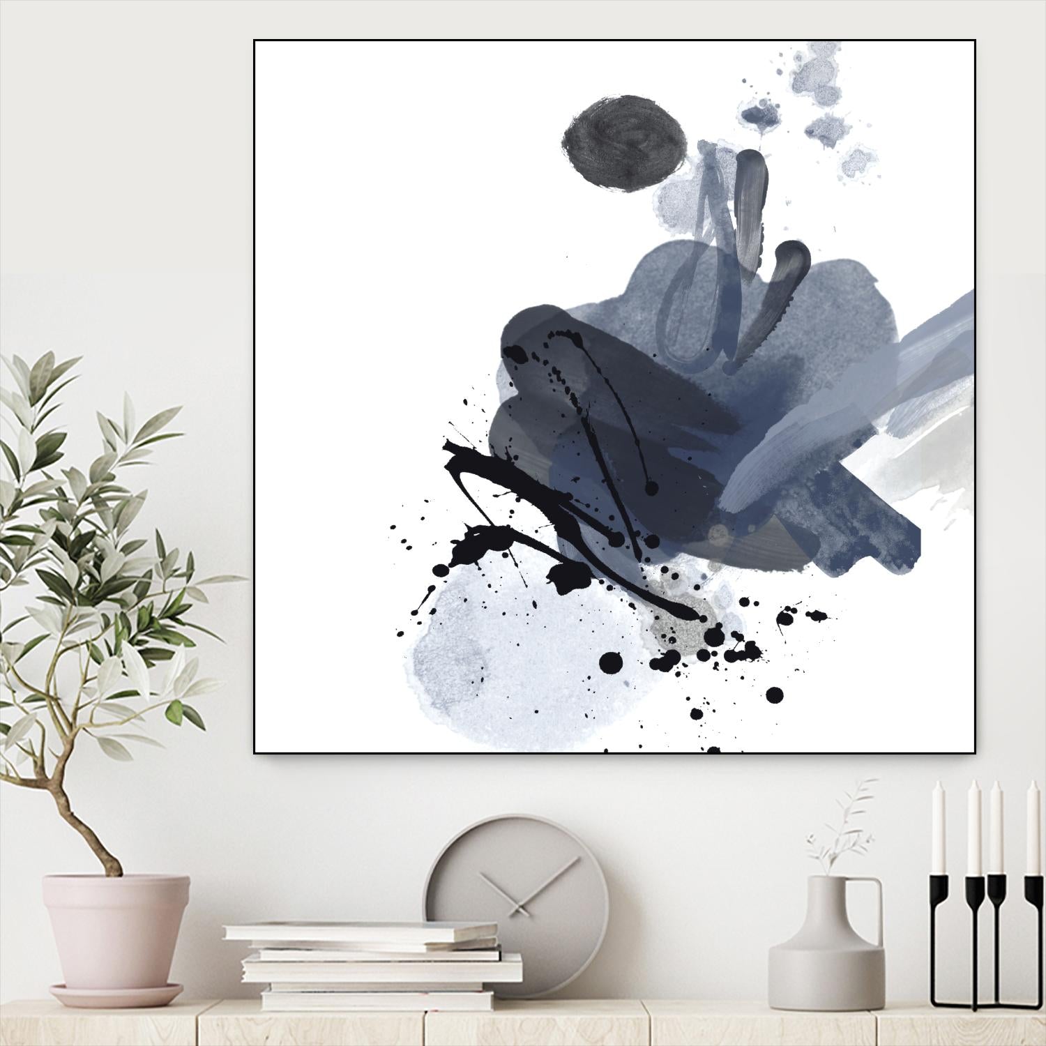 Blue & Black Splash I by Irena Orlov on GIANT ART - blue abstract