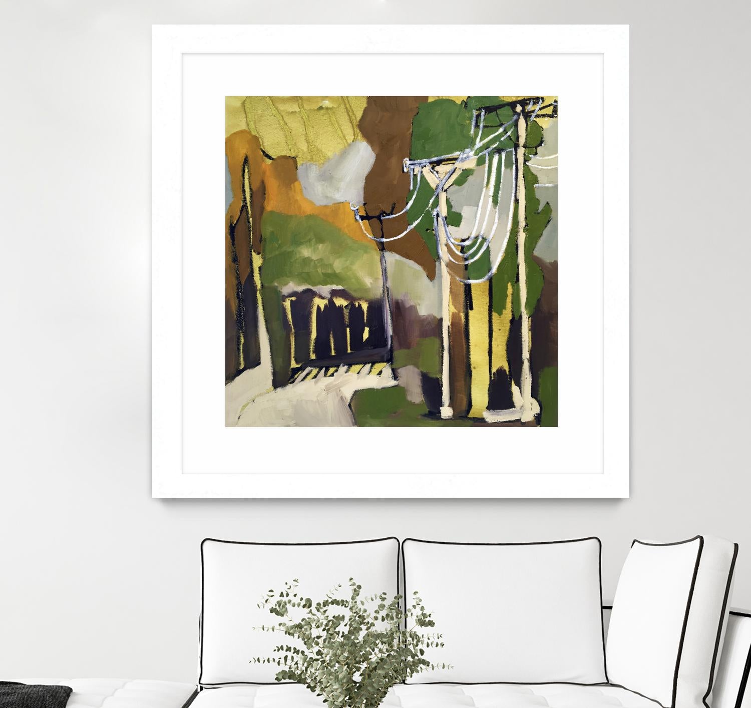 Trees & Wires X by Erin McGee Ferrell on GIANT ART - green abstract