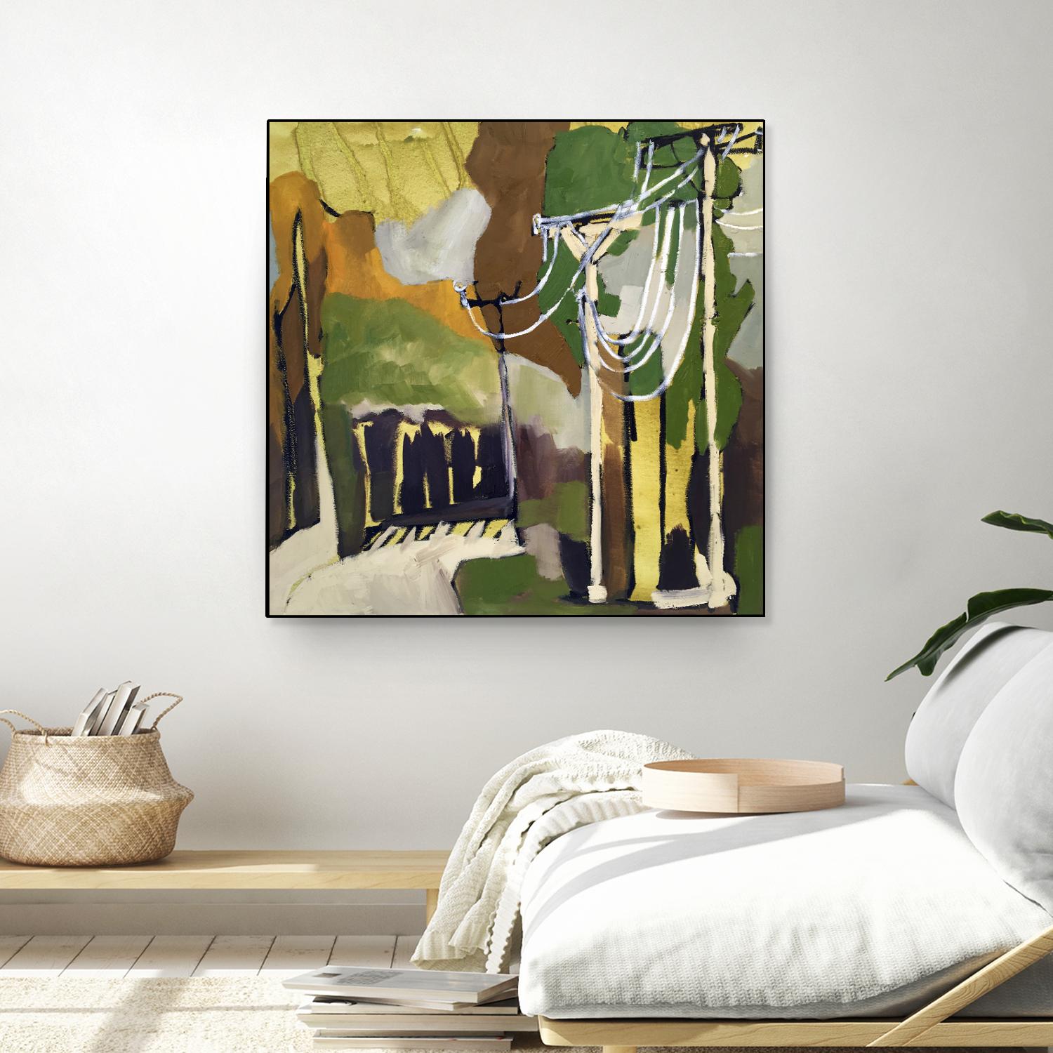 Trees & Wires X by Erin McGee Ferrell on GIANT ART - green abstract