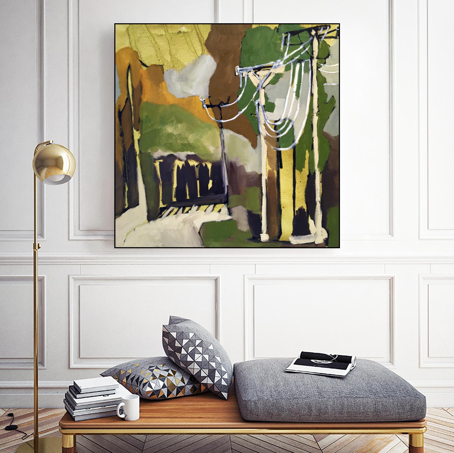 Trees & Wires X by Erin McGee Ferrell on GIANT ART - green abstract