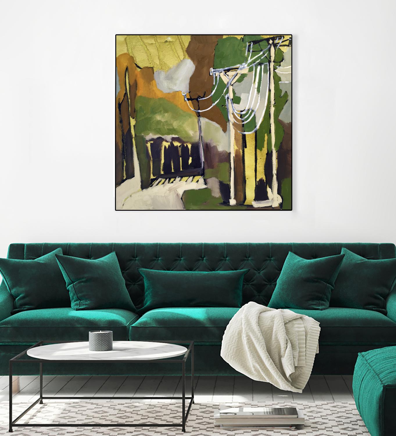Trees & Wires X by Erin McGee Ferrell on GIANT ART - green abstract