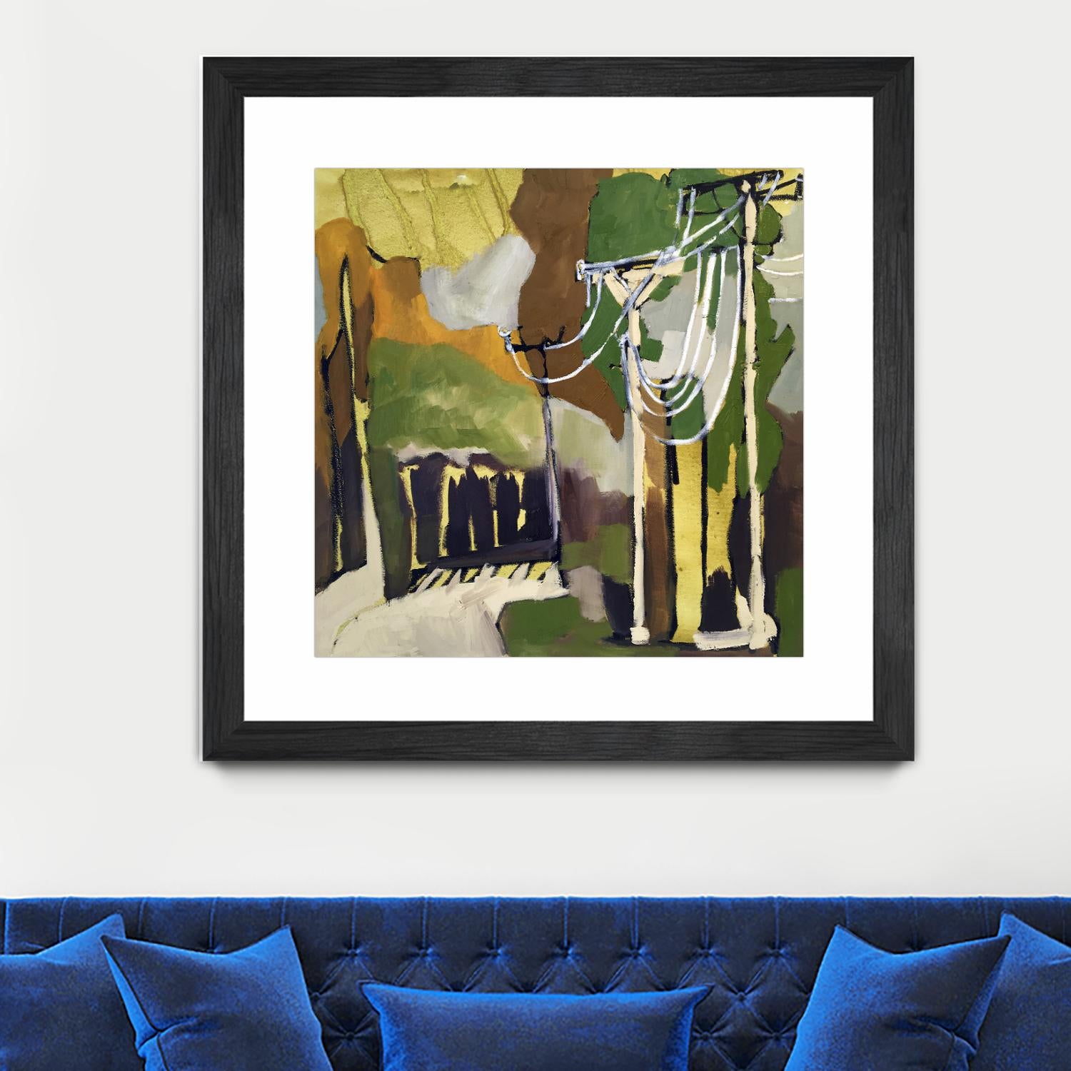 Trees & Wires X by Erin McGee Ferrell on GIANT ART - green abstract