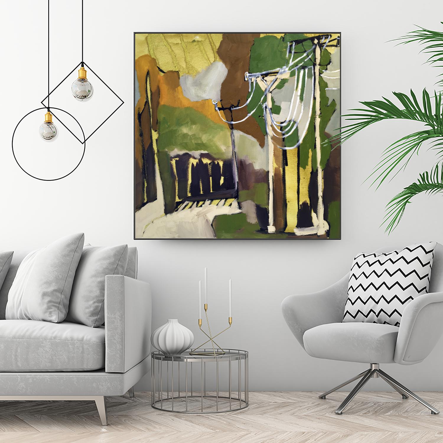 Trees & Wires X by Erin McGee Ferrell on GIANT ART - green abstract