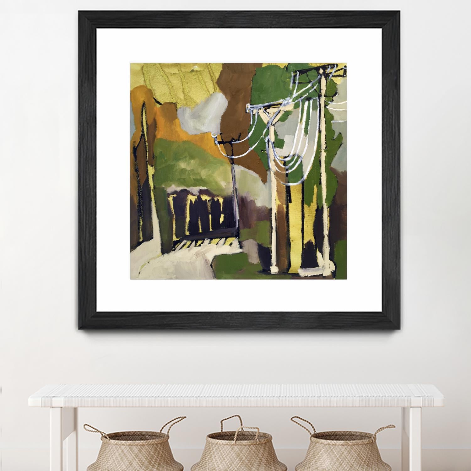 Trees & Wires X by Erin McGee Ferrell on GIANT ART - green abstract