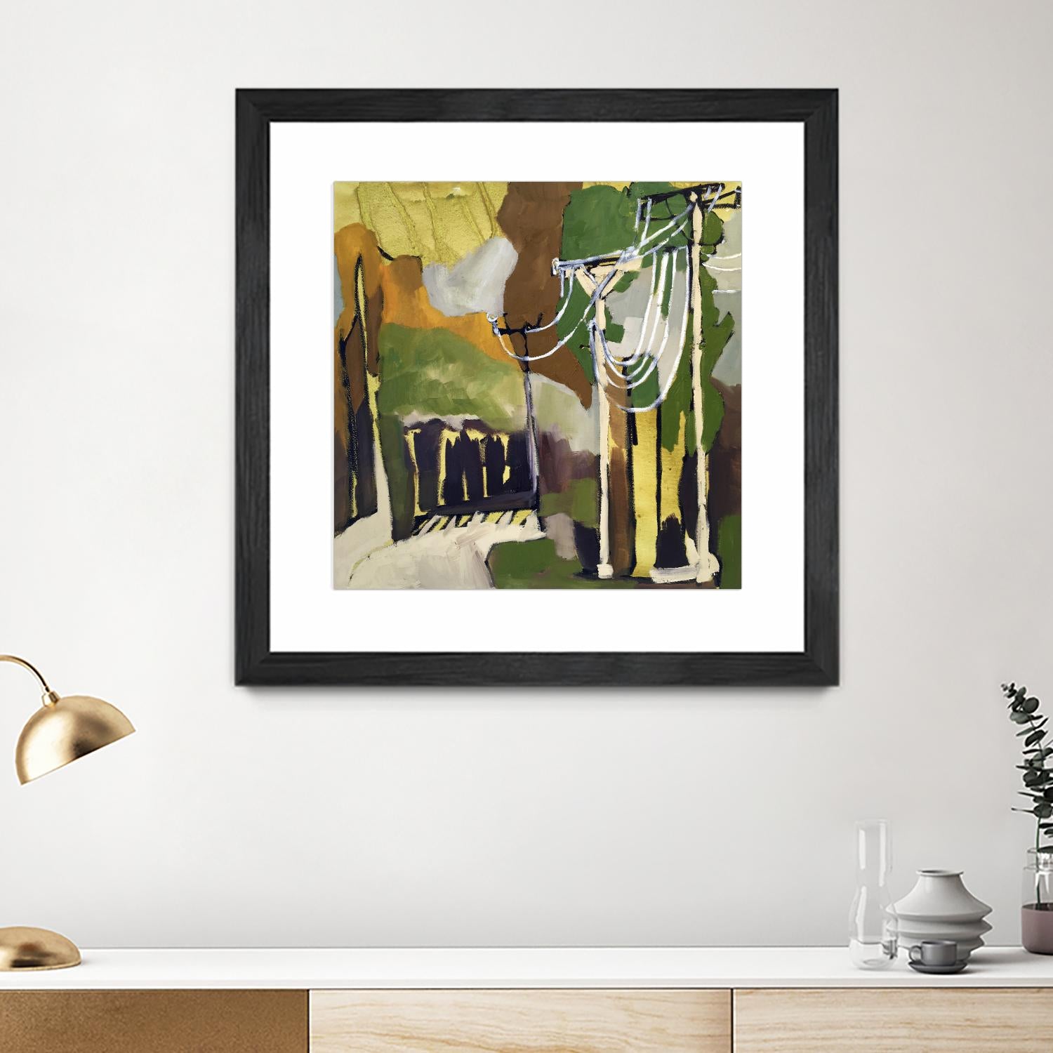 Trees & Wires X by Erin McGee Ferrell on GIANT ART - green abstract