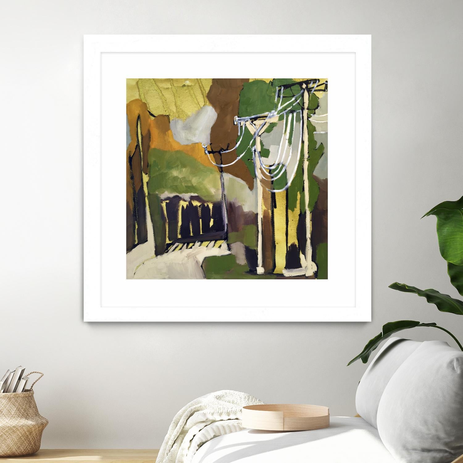 Trees & Wires X by Erin McGee Ferrell on GIANT ART - green abstract