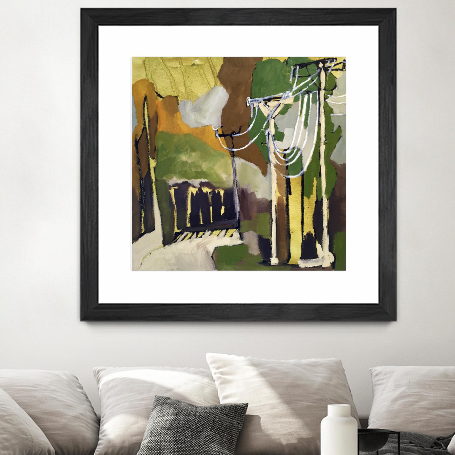 Trees & Wires X by Erin McGee Ferrell on GIANT ART - green abstract