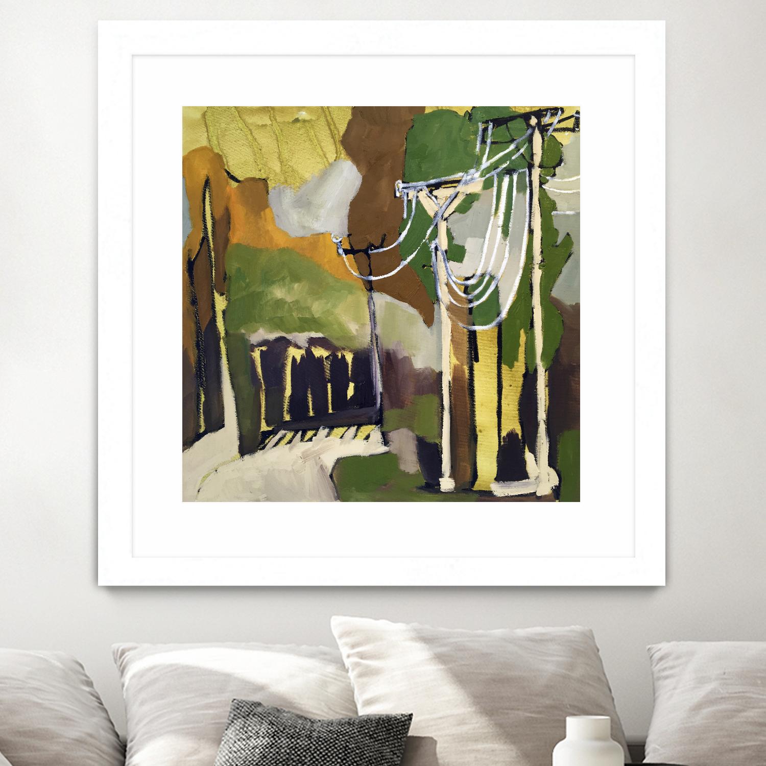 Trees & Wires X by Erin McGee Ferrell on GIANT ART - green abstract