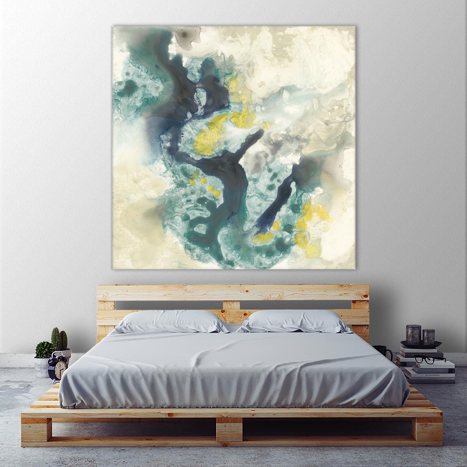 Citron Satellites II by Jennifer Goldberger on GIANT ART - green abstract