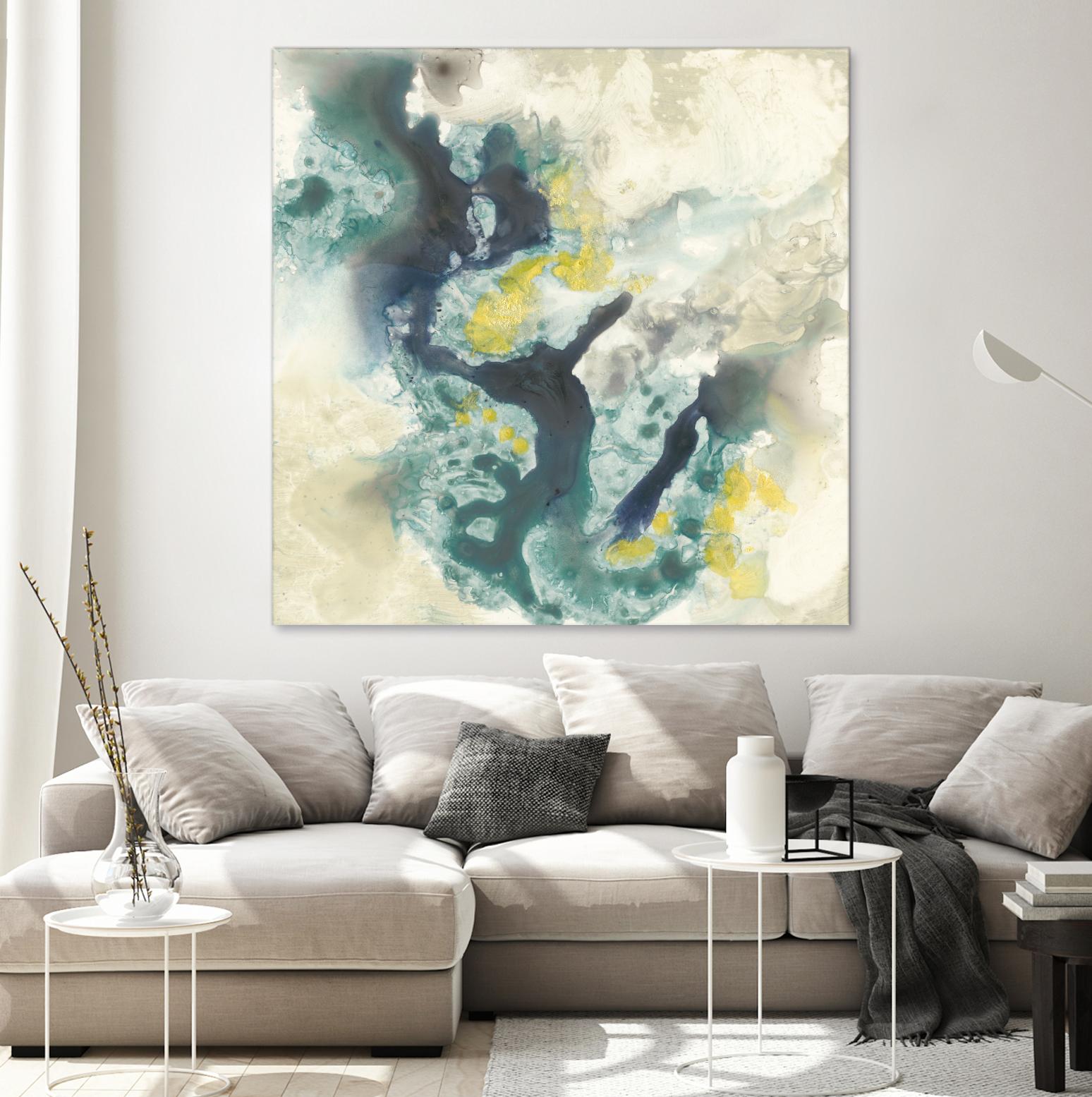 Citron Satellites II by Jennifer Goldberger on GIANT ART - green abstract