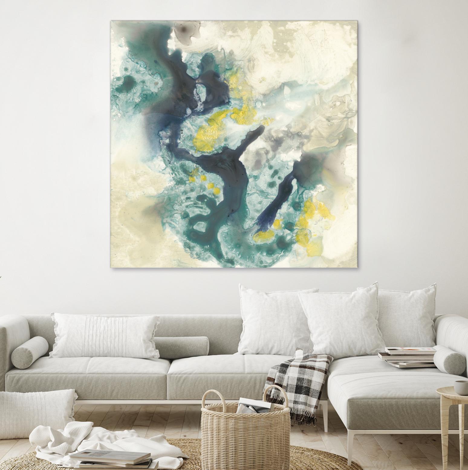 Citron Satellites II by Jennifer Goldberger on GIANT ART - green abstract