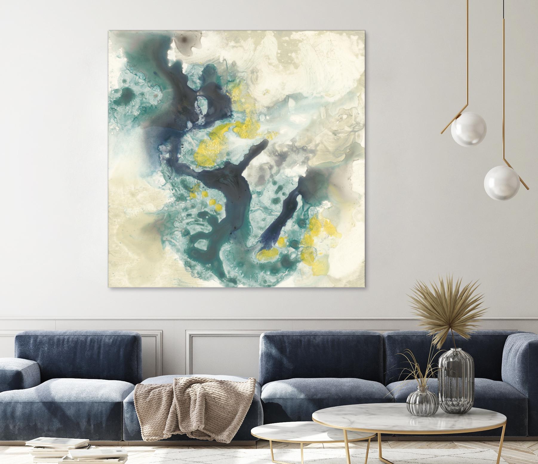 Citron Satellites II by Jennifer Goldberger on GIANT ART - green abstract