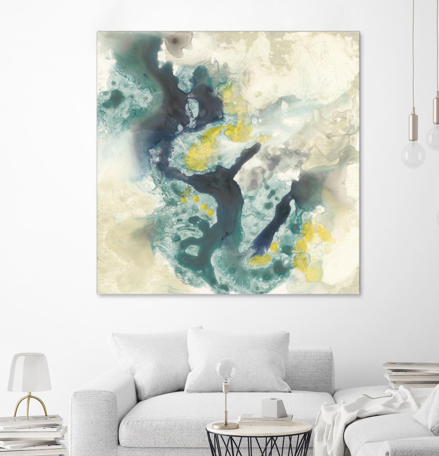 Citron Satellites II by Jennifer Goldberger on GIANT ART - green abstract