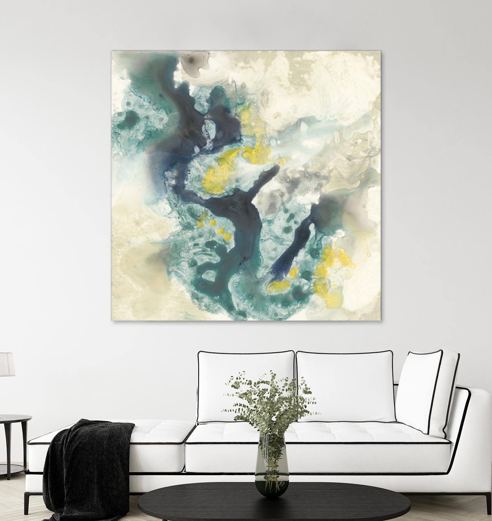 Citron Satellites II by Jennifer Goldberger on GIANT ART - green abstract