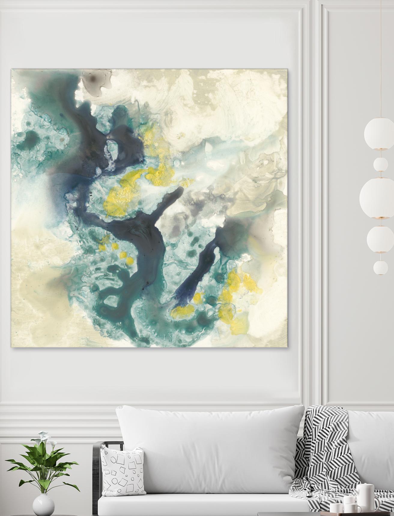 Citron Satellites II by Jennifer Goldberger on GIANT ART - green abstract