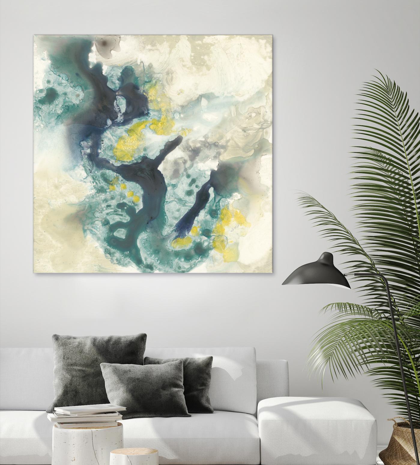 Citron Satellites II by Jennifer Goldberger on GIANT ART - green abstract