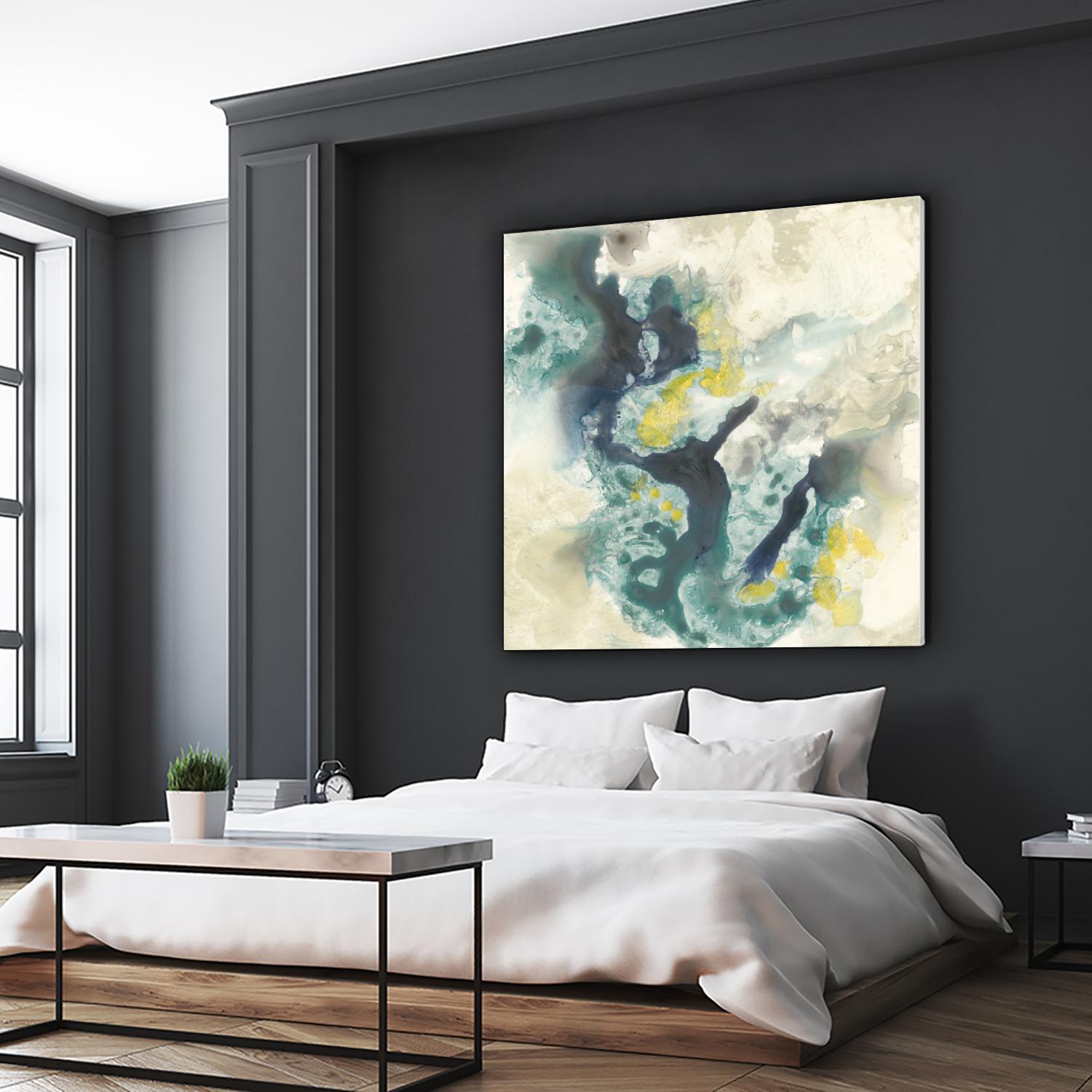 Citron Satellites II by Jennifer Goldberger on GIANT ART - green abstract