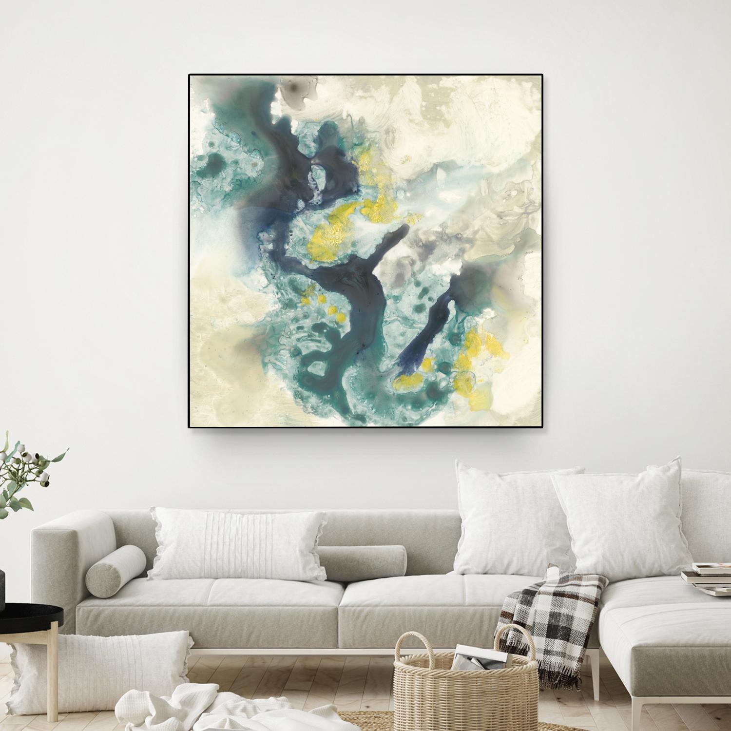 Citron Satellites II by Jennifer Goldberger on GIANT ART - green abstract