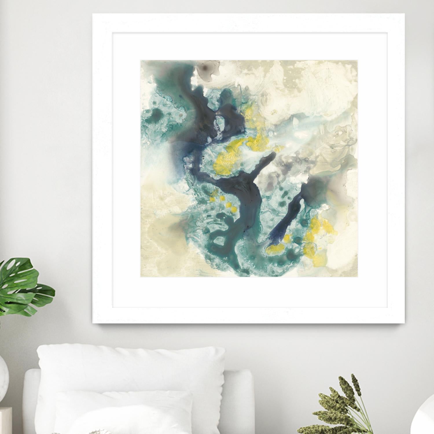 Citron Satellites II by Jennifer Goldberger on GIANT ART - green abstract