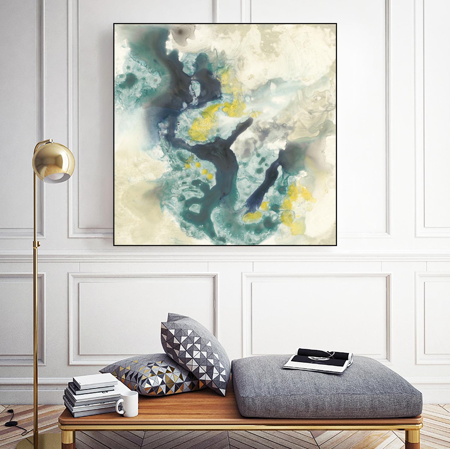 Citron Satellites II by Jennifer Goldberger on GIANT ART - green abstract