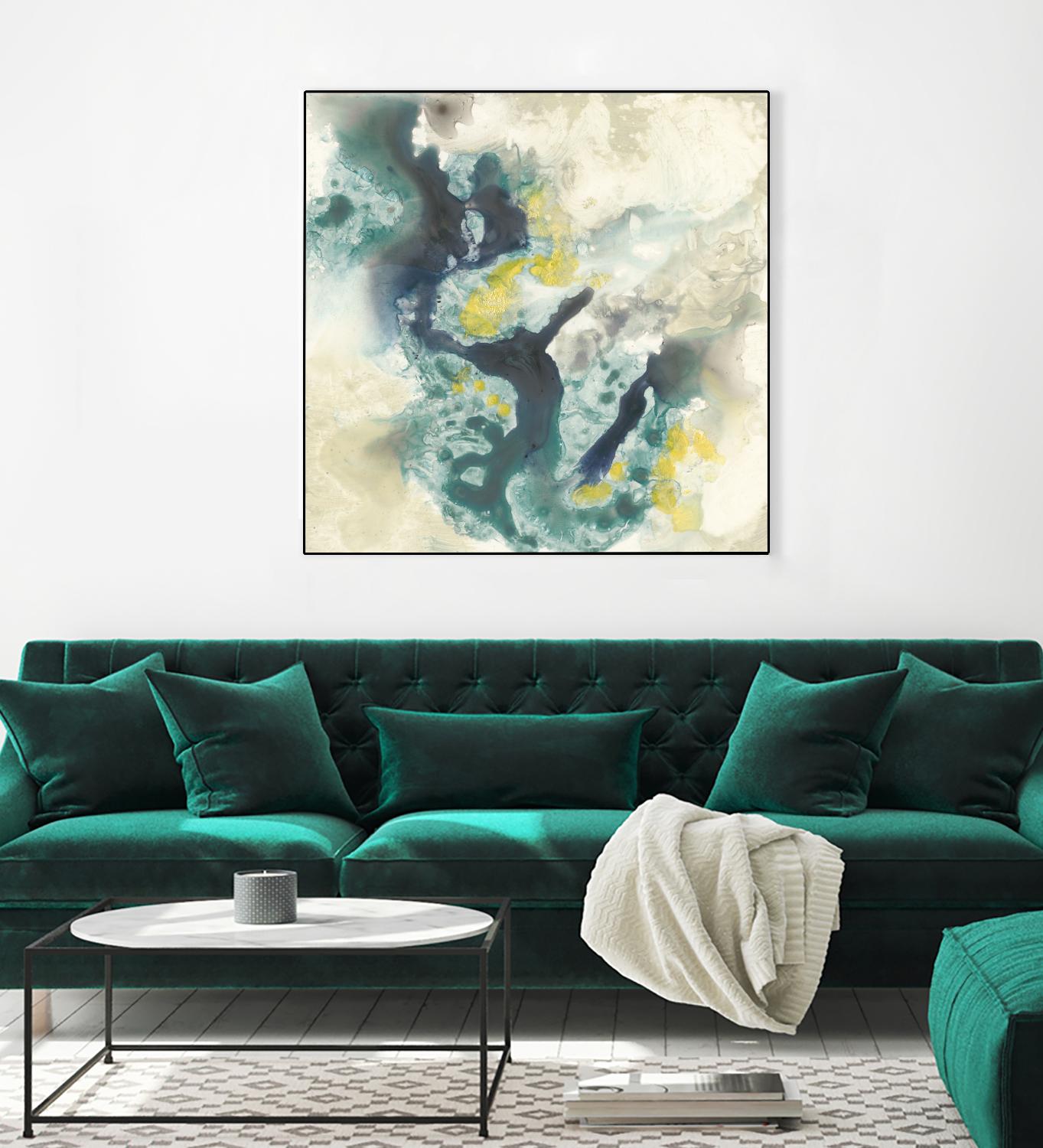 Citron Satellites II by Jennifer Goldberger on GIANT ART - green abstract