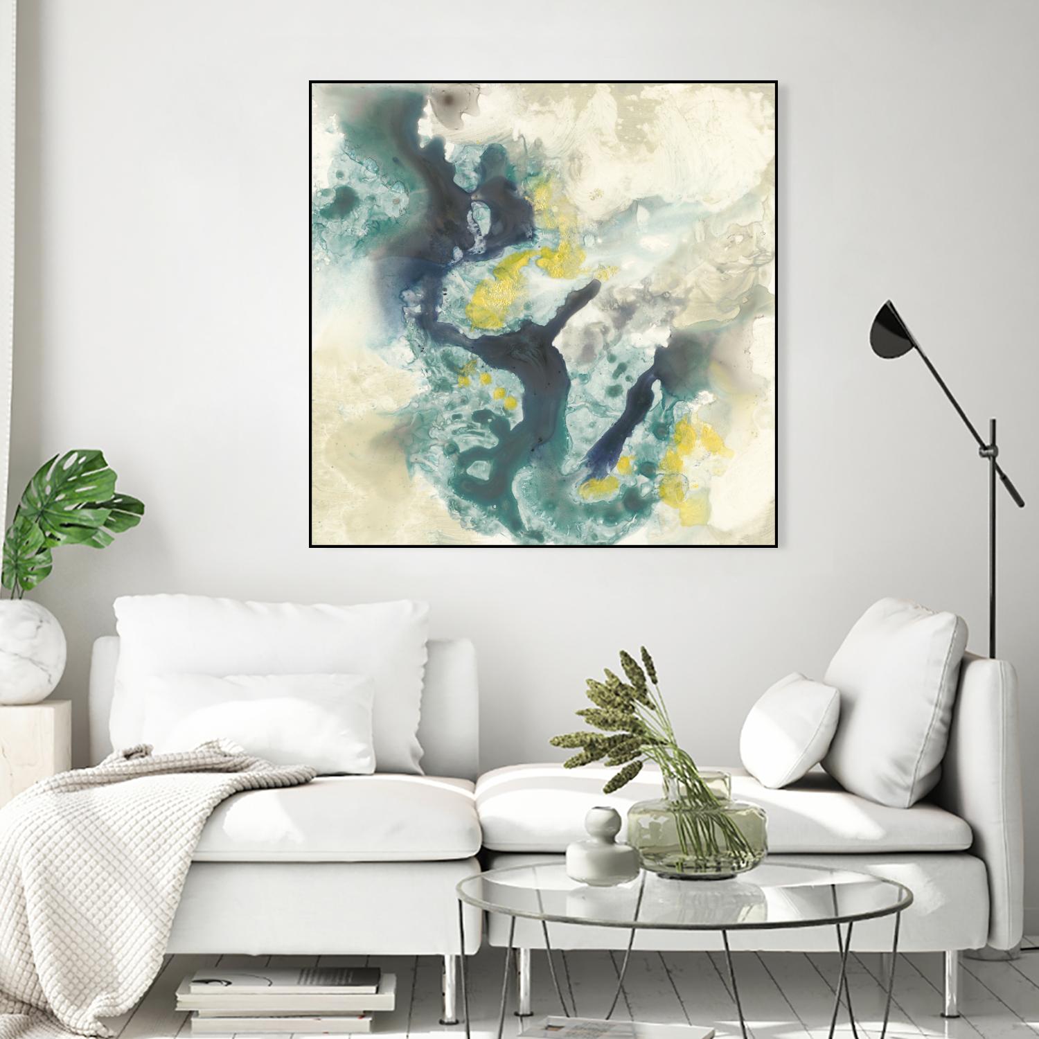 Citron Satellites II by Jennifer Goldberger on GIANT ART - green abstract