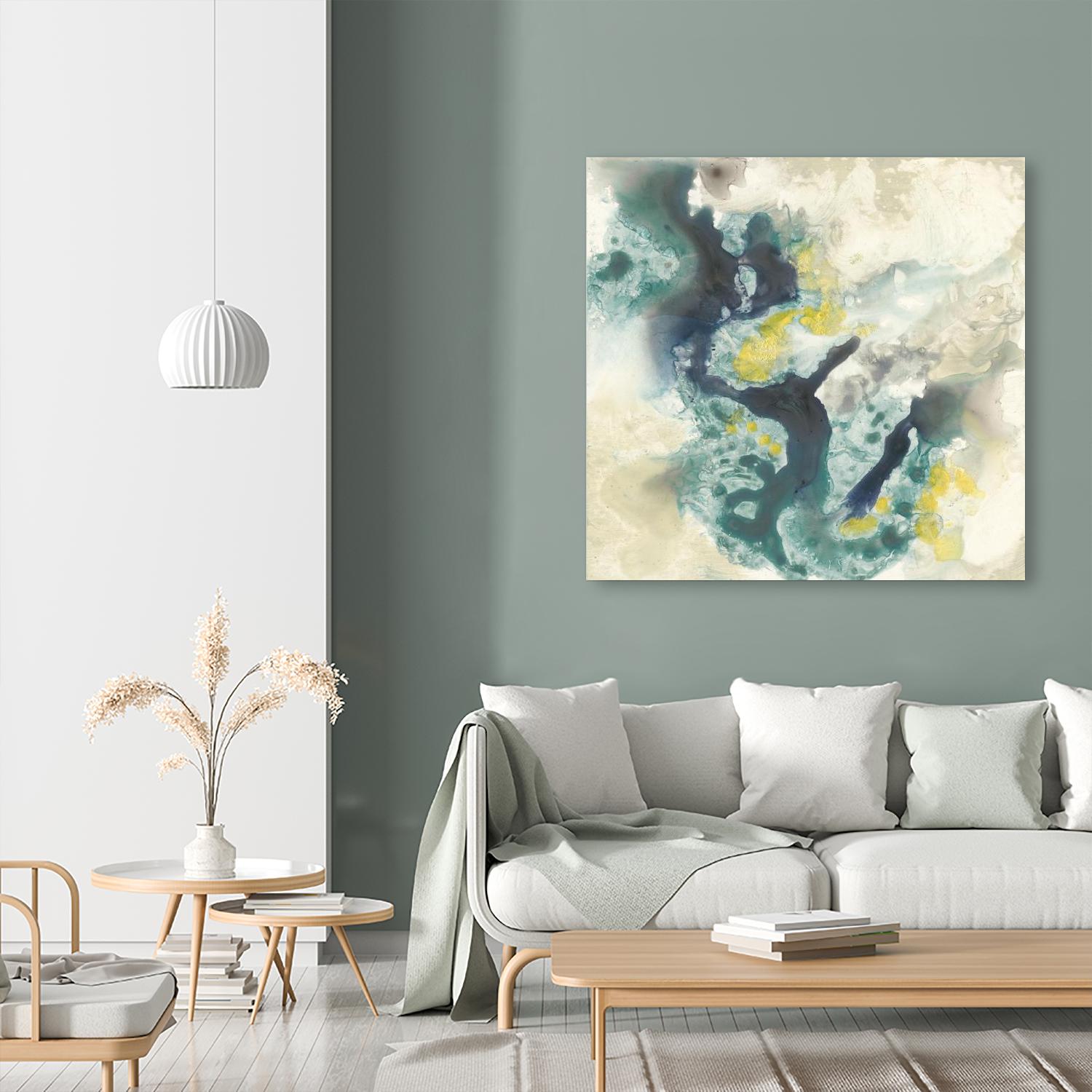 Citron Satellites II by Jennifer Goldberger on GIANT ART - green abstract