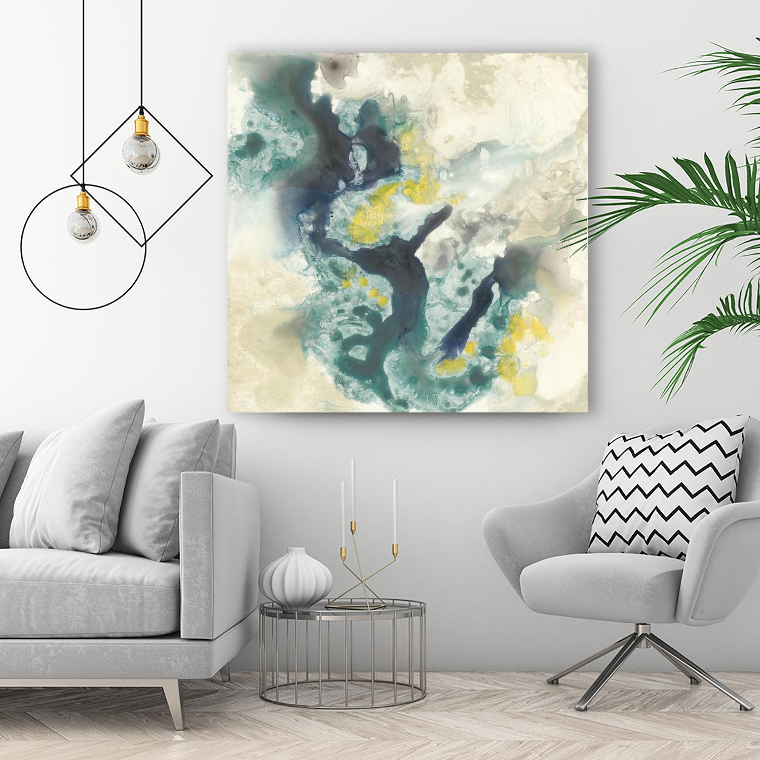 Citron Satellites II by Jennifer Goldberger on GIANT ART - green abstract