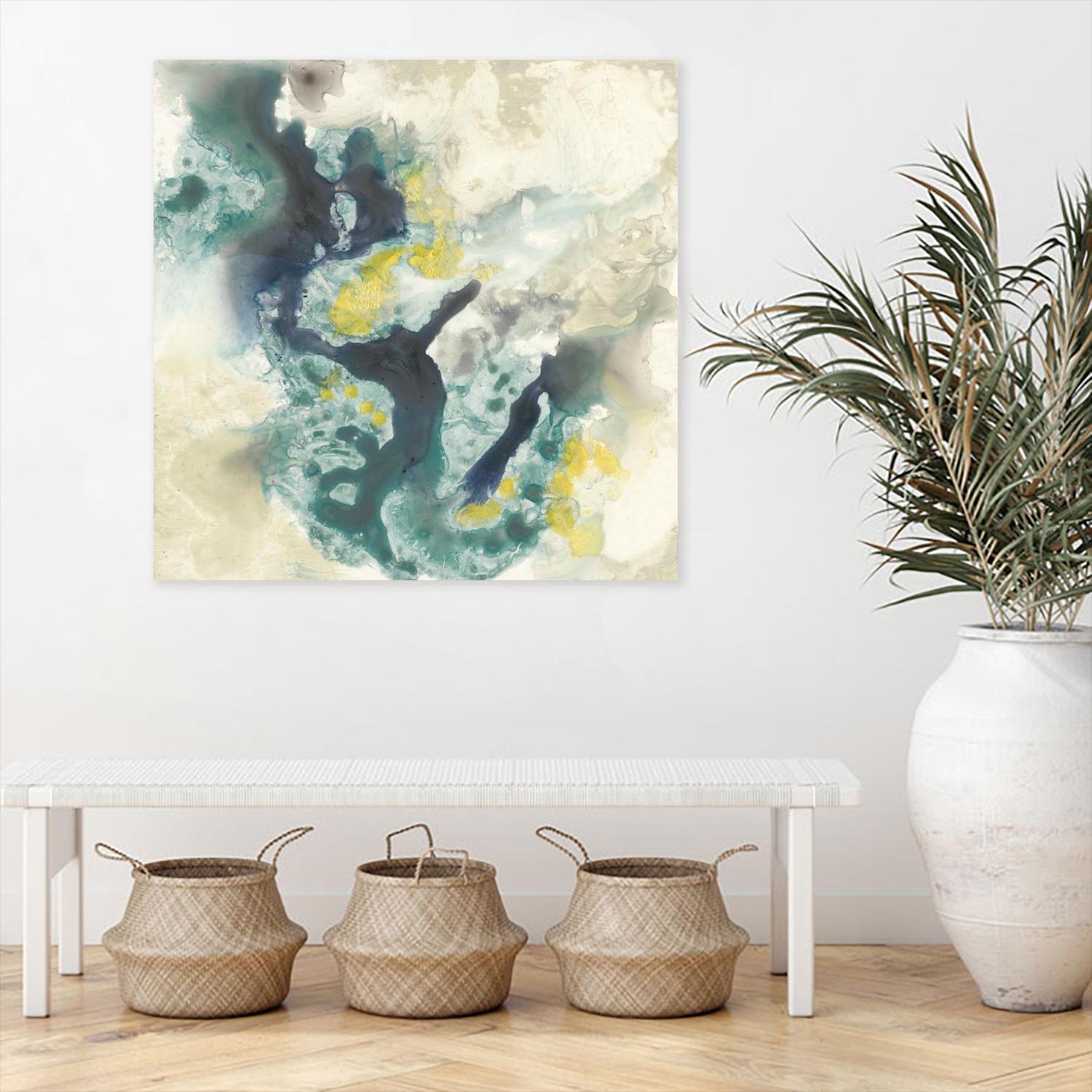 Citron Satellites II by Jennifer Goldberger on GIANT ART - green abstract