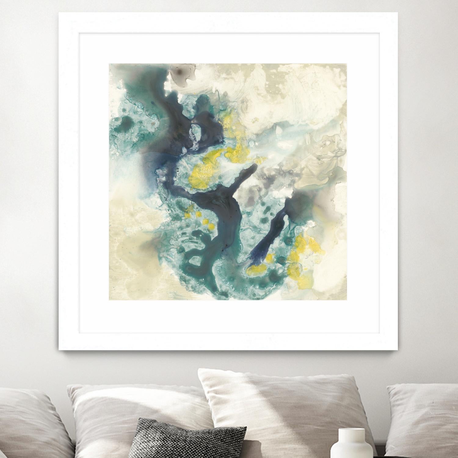 Citron Satellites II by Jennifer Goldberger on GIANT ART - green abstract