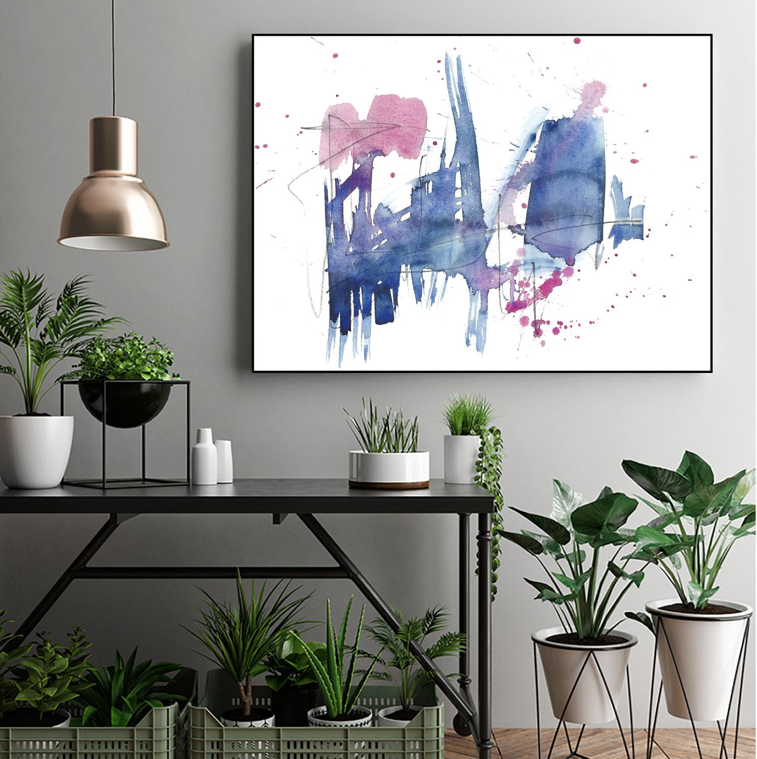 Indigo & Magenta Splash I by Jennifer Goldberger on GIANT ART - blue abstract