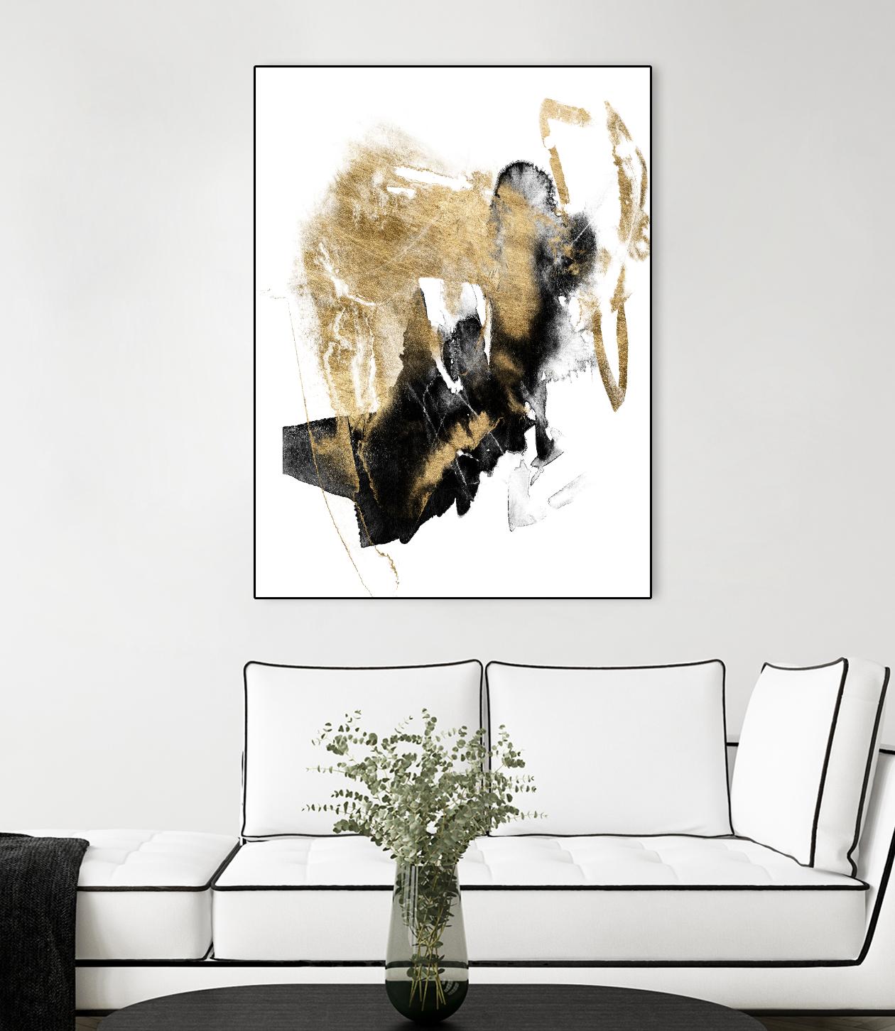 Black & Gold Splash I by Jennifer Goldberger on GIANT ART - metallics abstract