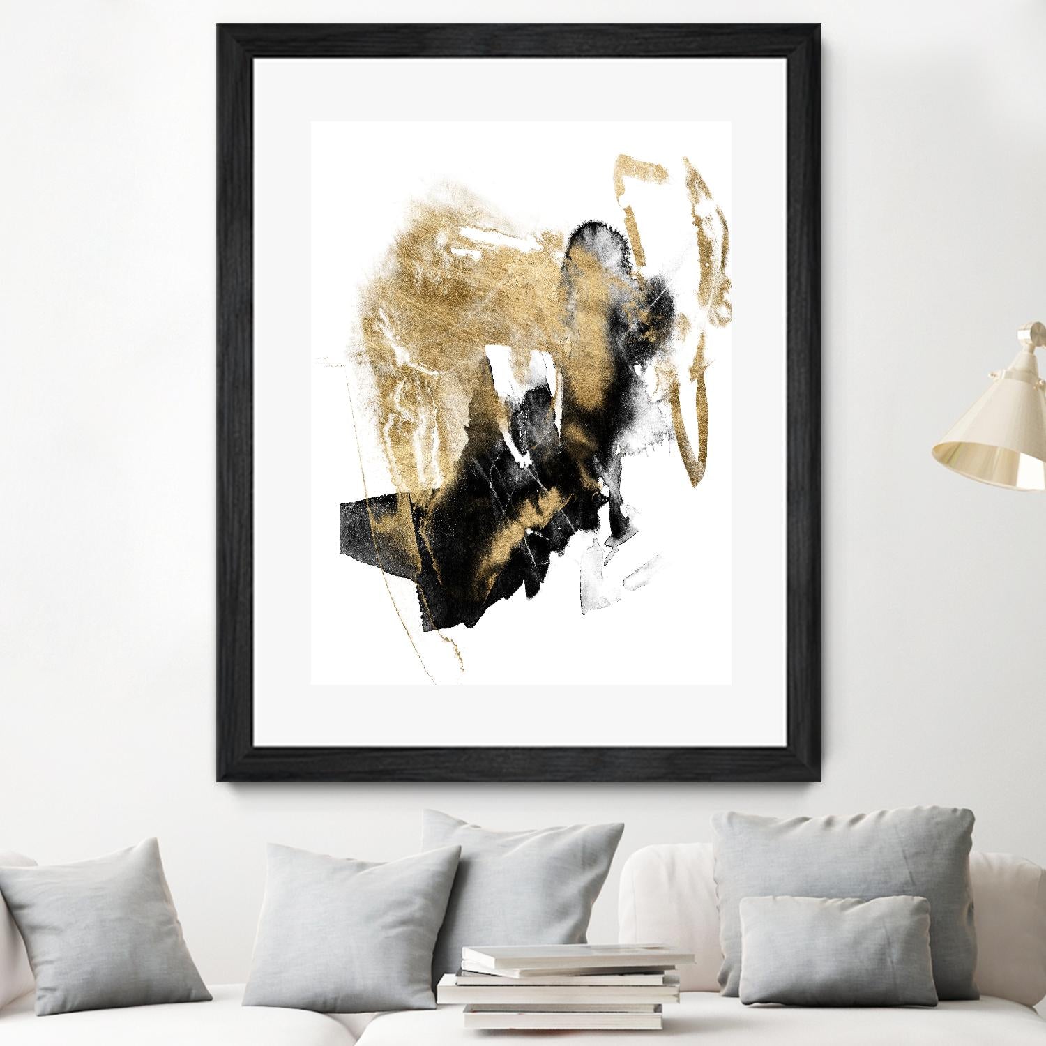 Black & Gold Splash I by Jennifer Goldberger on GIANT ART - metallics abstract