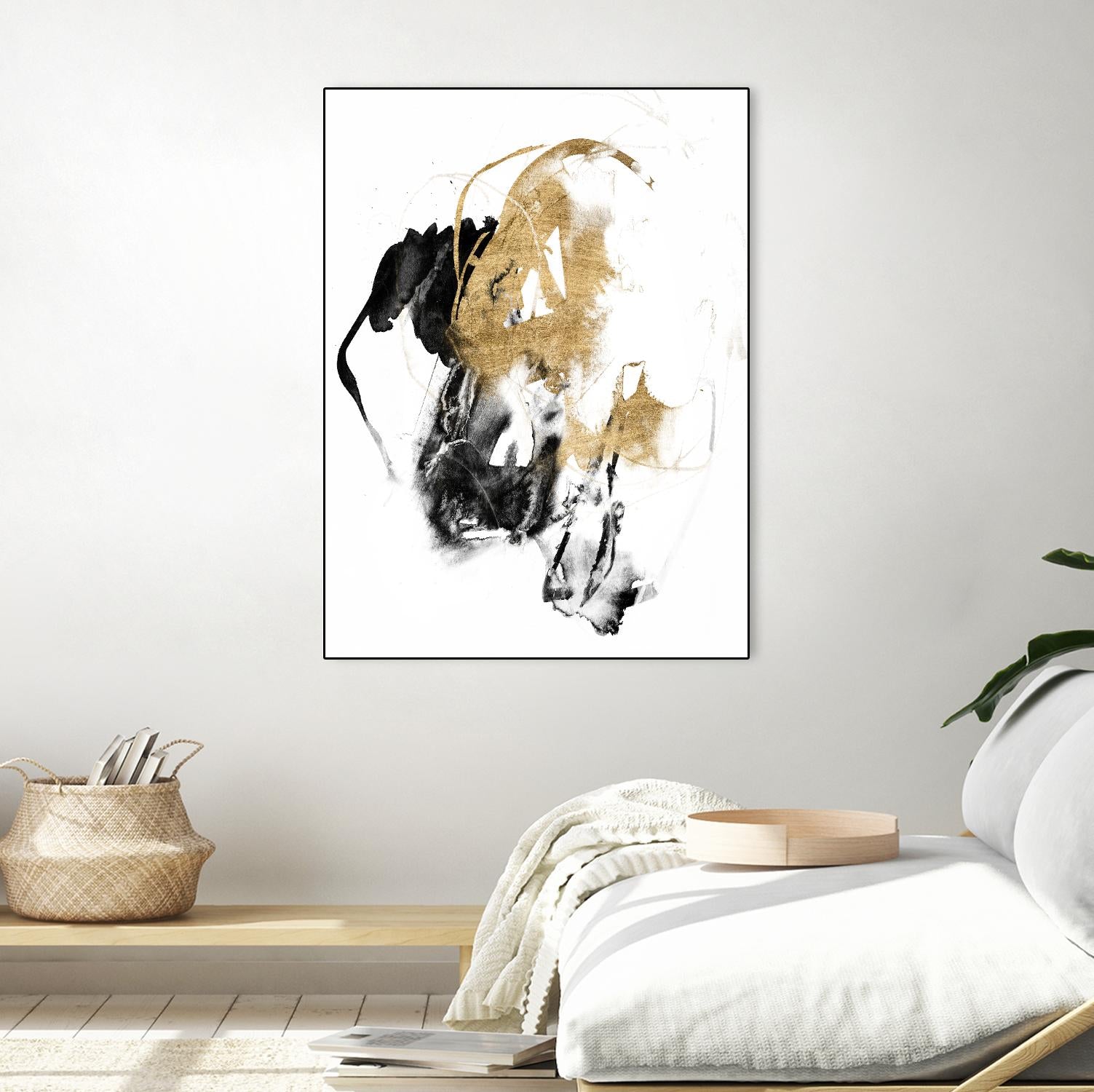 Black & Gold Splash II by Jennifer Goldberger on GIANT ART - metallics abstract