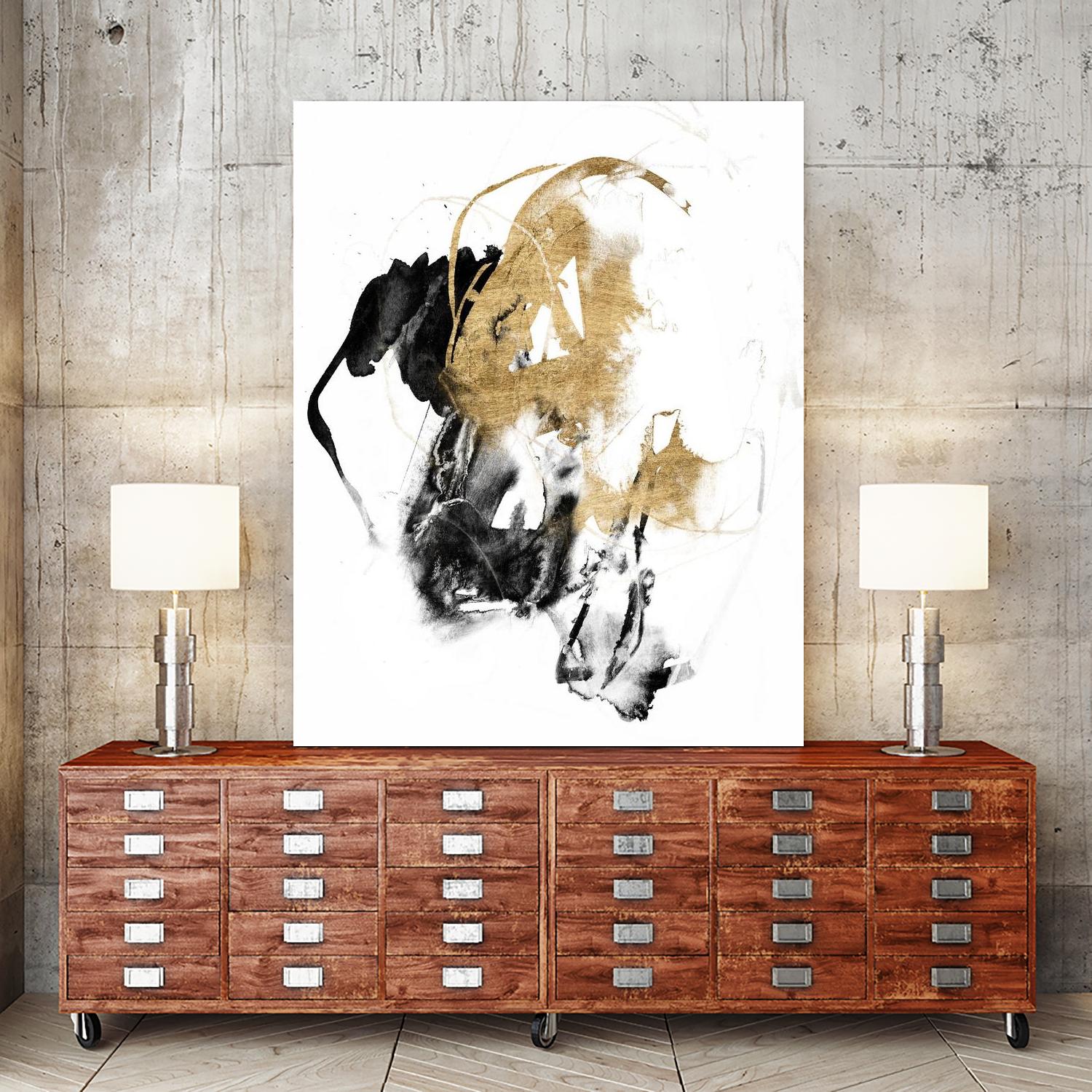 Black & Gold Splash II by Jennifer Goldberger on GIANT ART - metallics abstract