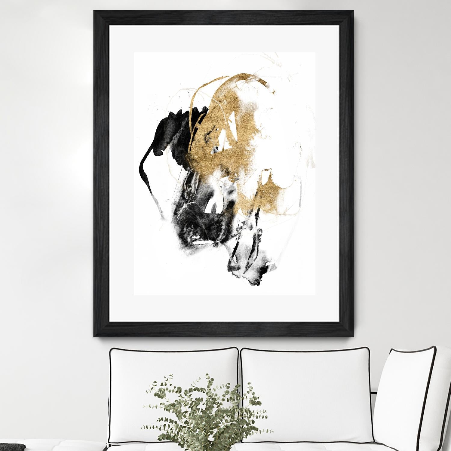 Black & Gold Splash II by Jennifer Goldberger on GIANT ART - metallics abstract